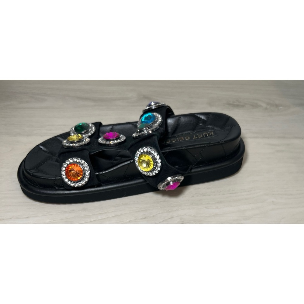 Kurt Geiger London Womens ORSON CRYSTAL Black Leather Slide Sandals Shoes Sz 9 - Picture 7 of 9